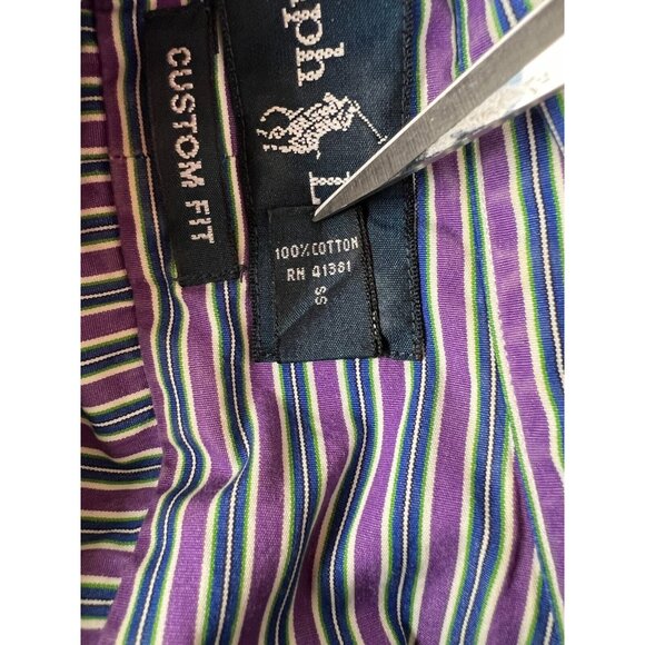 Ralph Lauren Mens Large Long Sleeve Button Down Shirt Purple Striped Custom Fit - Picture 10 of 11